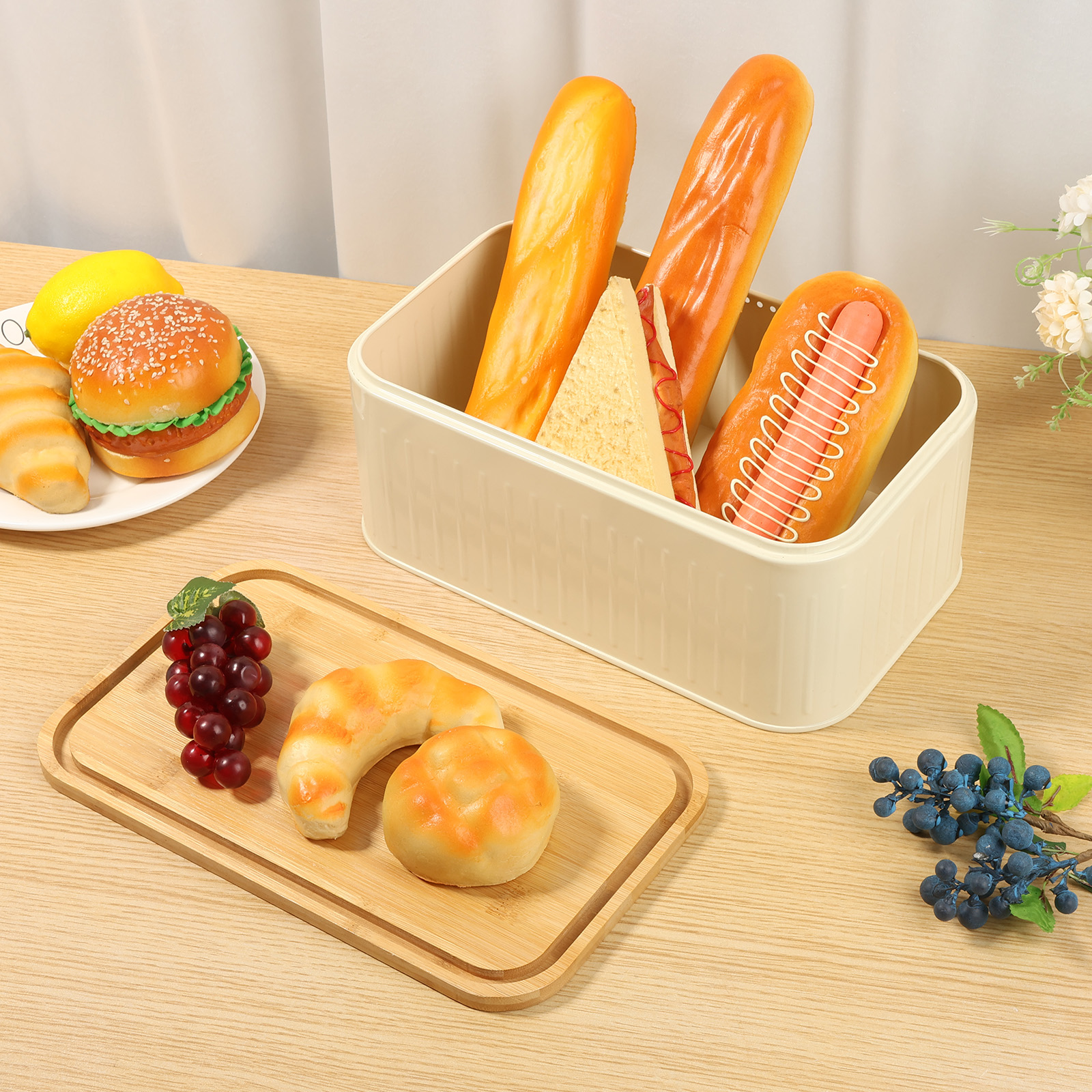 Metal Bread Box with Ventilati - Bread Box Bamboo avaliação e preço
