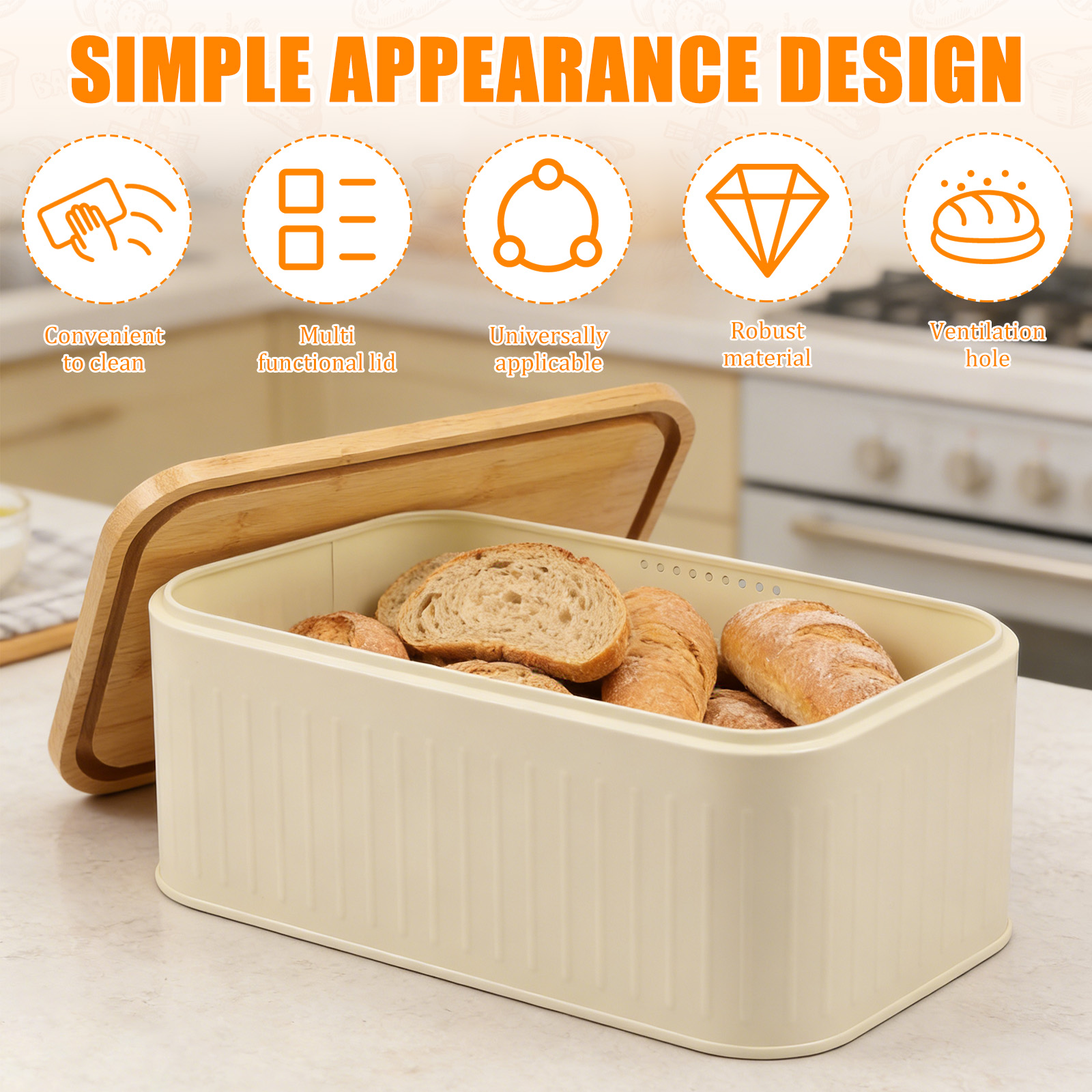 Metal Bread Box with Ventilati - Bread Box Bamboo avaliação e preço