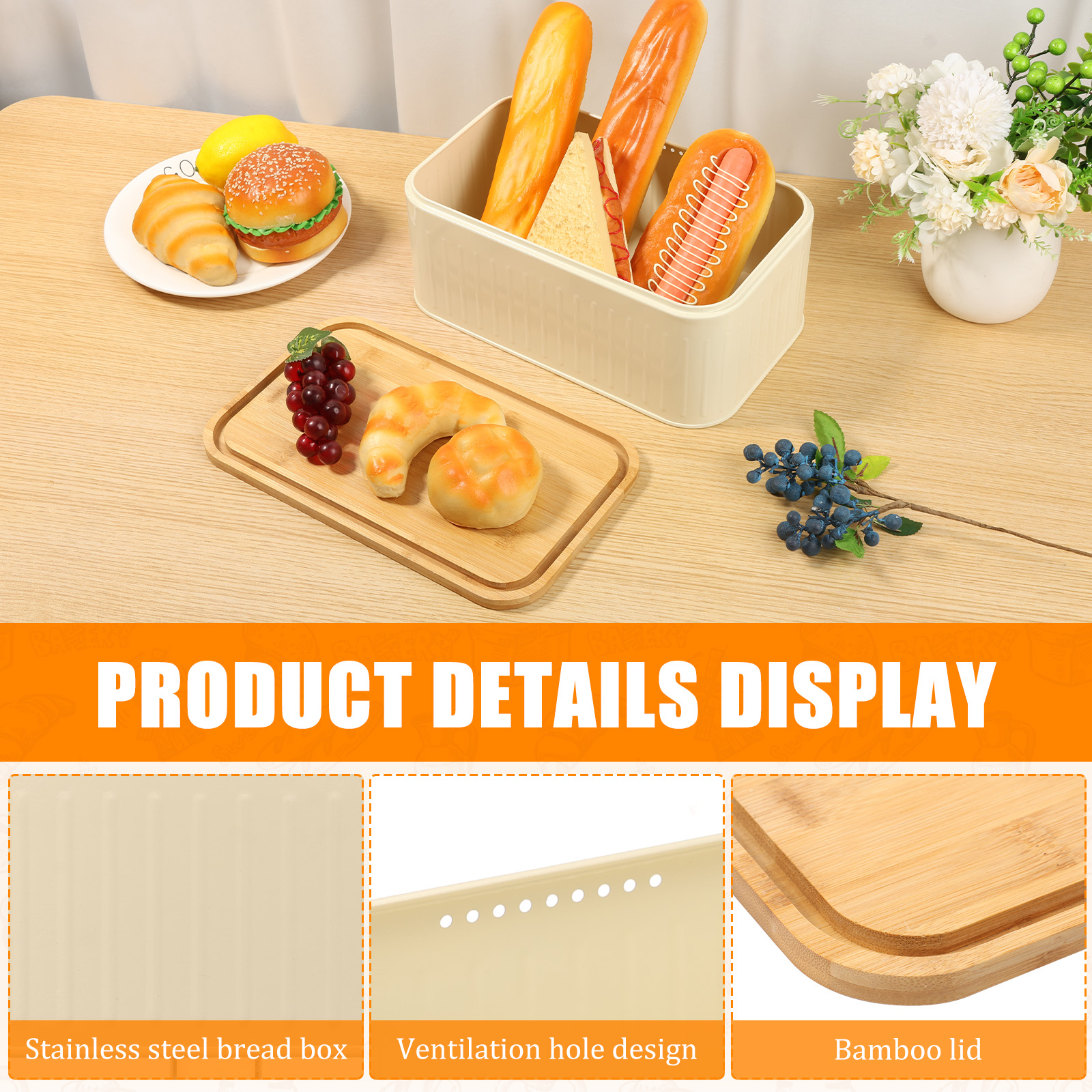 Metal Bread Box with Ventilati - Bread Box Bamboo avaliação e preço