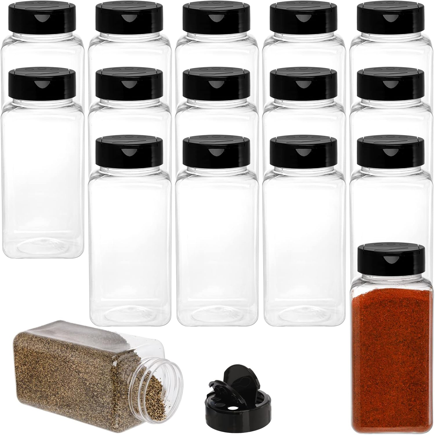 Square Large Plastic Spice Jar - Food Storage Jars Plastic avaliação e preço
