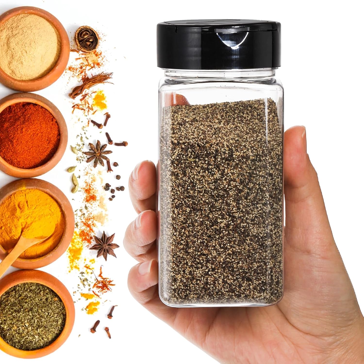 Square Large Plastic Spice Jar - Food Storage Jars Plastic avaliação e preço