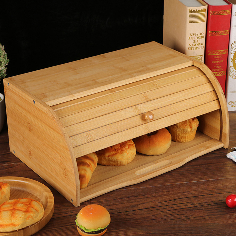1Pcs Bamboo Storage Box Wood B - Bread Box Bamboo avaliação e preço