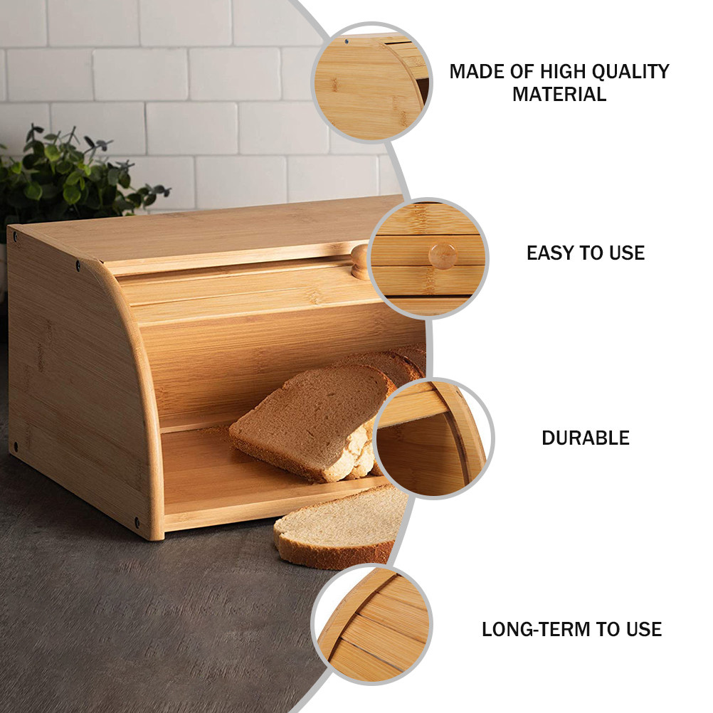 1Pcs Bamboo Storage Box Wood B - Bread Box Bamboo avaliação e preço