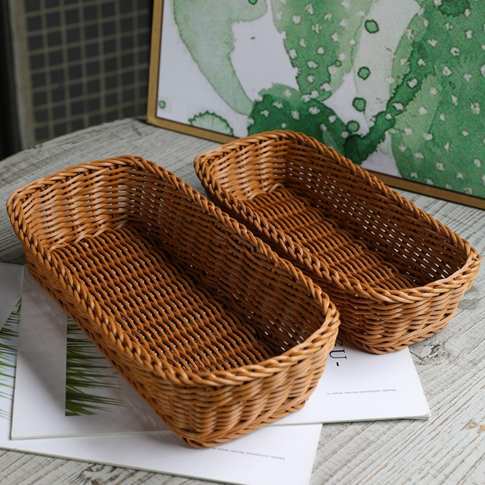 Imitation Rattan Storage Baske - Bread Box Bamboo avaliação e preço