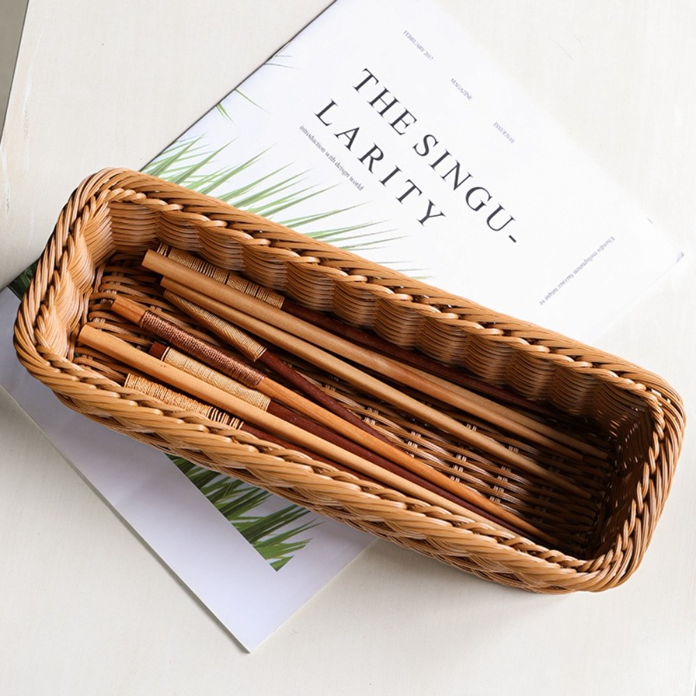 Imitation Rattan Storage Baske - Bread Box Bamboo avaliação e preço