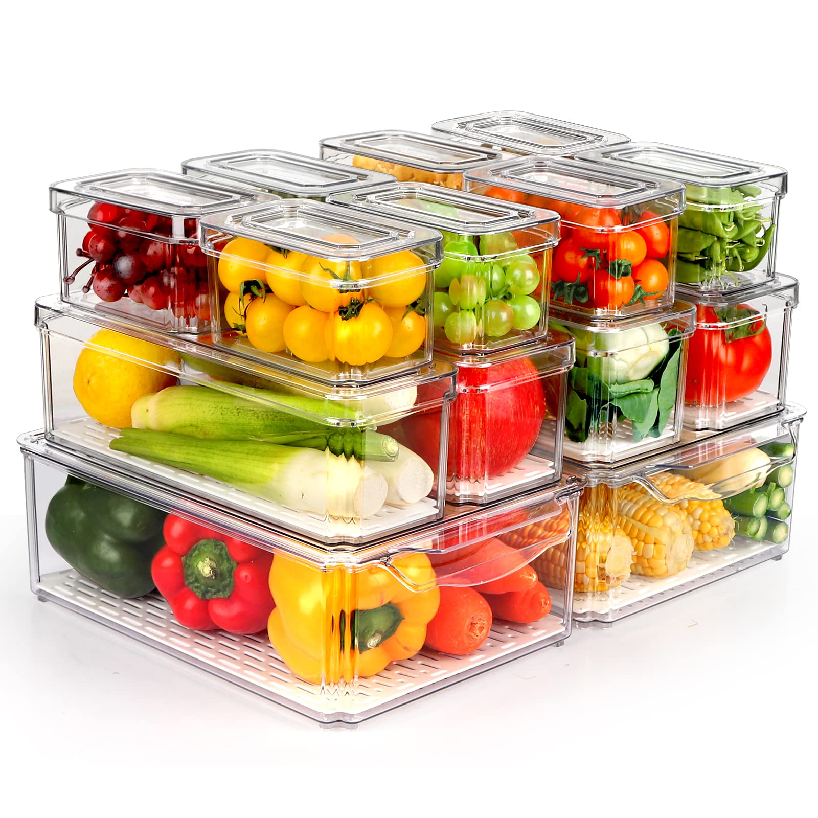 14 Pack Fridge Organizer, Stac - Xmas Food Storage Containers avaliação e preço