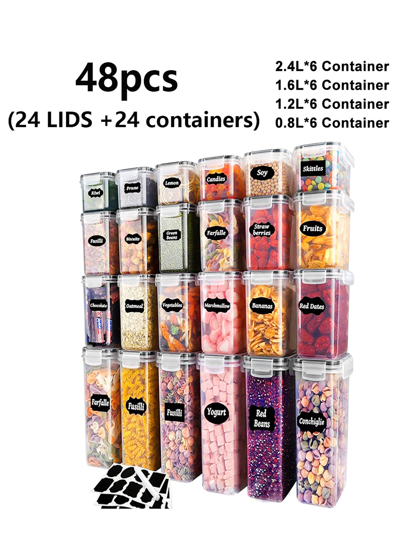 48pcs,Sealed food storage cont - Food Storage Jars Plastic avaliação e preço