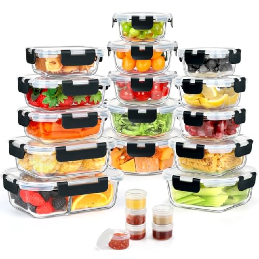 42pcs Glass Food Storage Conta - Food Storage Lidl avaliação e preço
