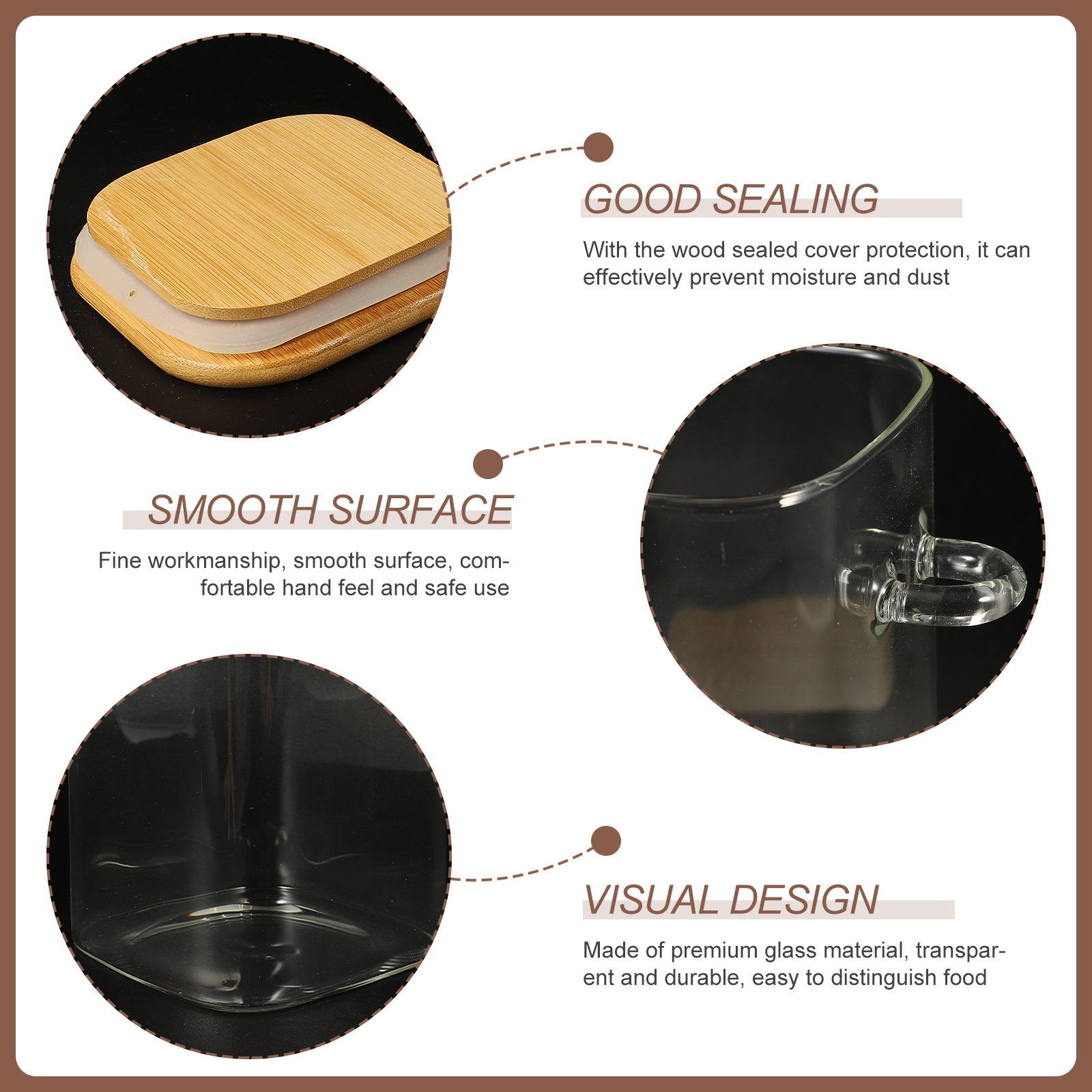 1Set Square Airtight Glass Foo - Food Storage Jars Plastic avaliação e preço